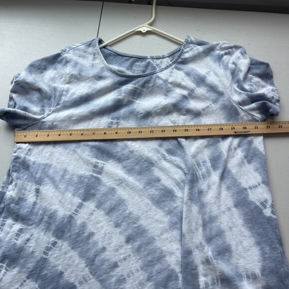 J Jill Pure Jill Shirt SZ 1X Gray White Scoop Neck Elliptical Tie Dye Tee Cotton - Picture 5 of 9